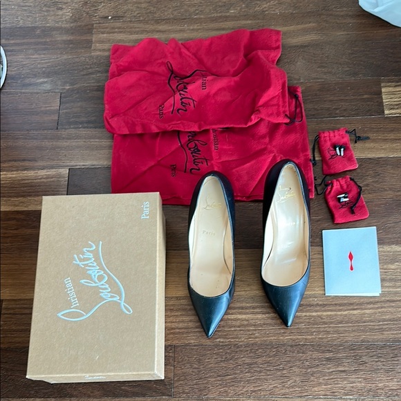Christian Louboutin Black Leather Heels - Picture 1 of 5